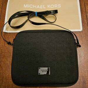 Michael Kors Neoprene Black Crossbody 10" x 9" iPad Bag